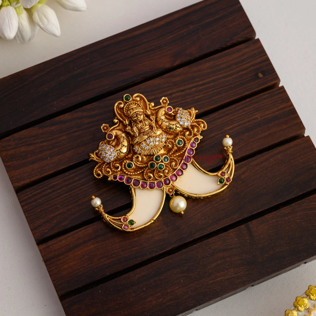 Lakshmi With Peacock in Puli Nagam Pendant