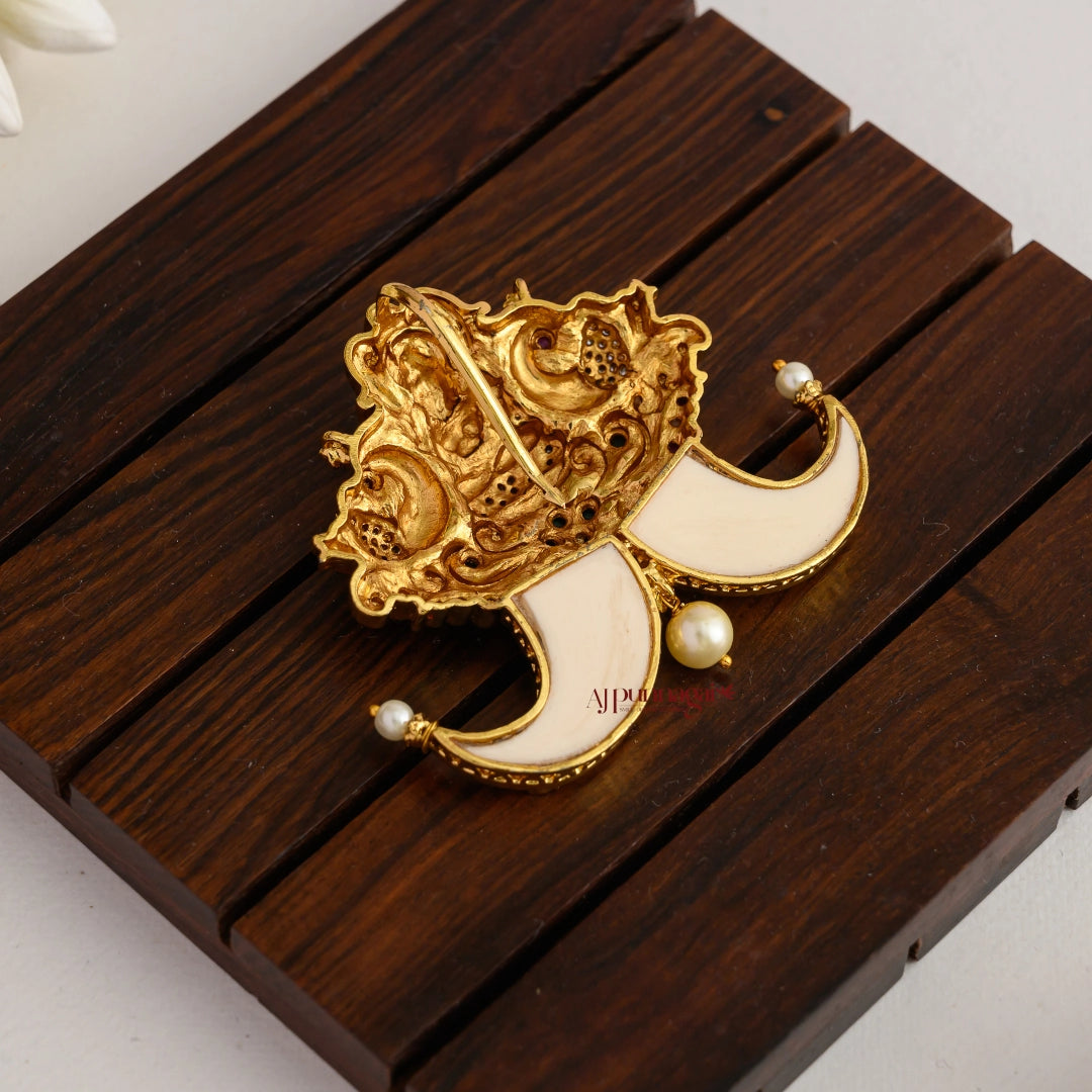 Lakshmi With Peacock in Puli Nagam Pendant