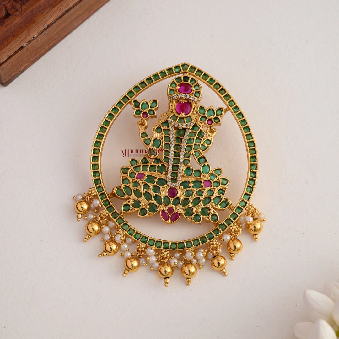 Maha Lakshmi Green Kemp Pendant