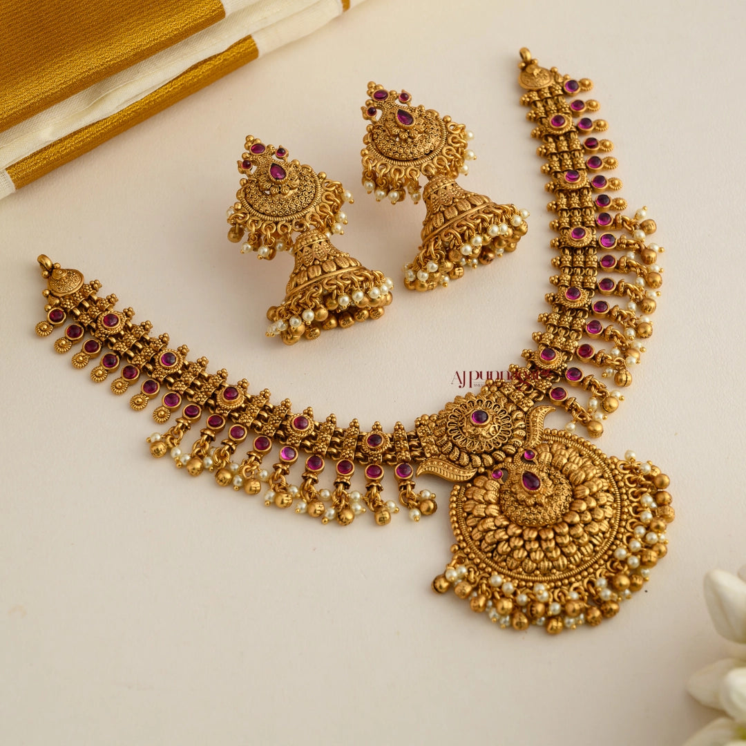 Antique Non Idol Necklace - Ruby