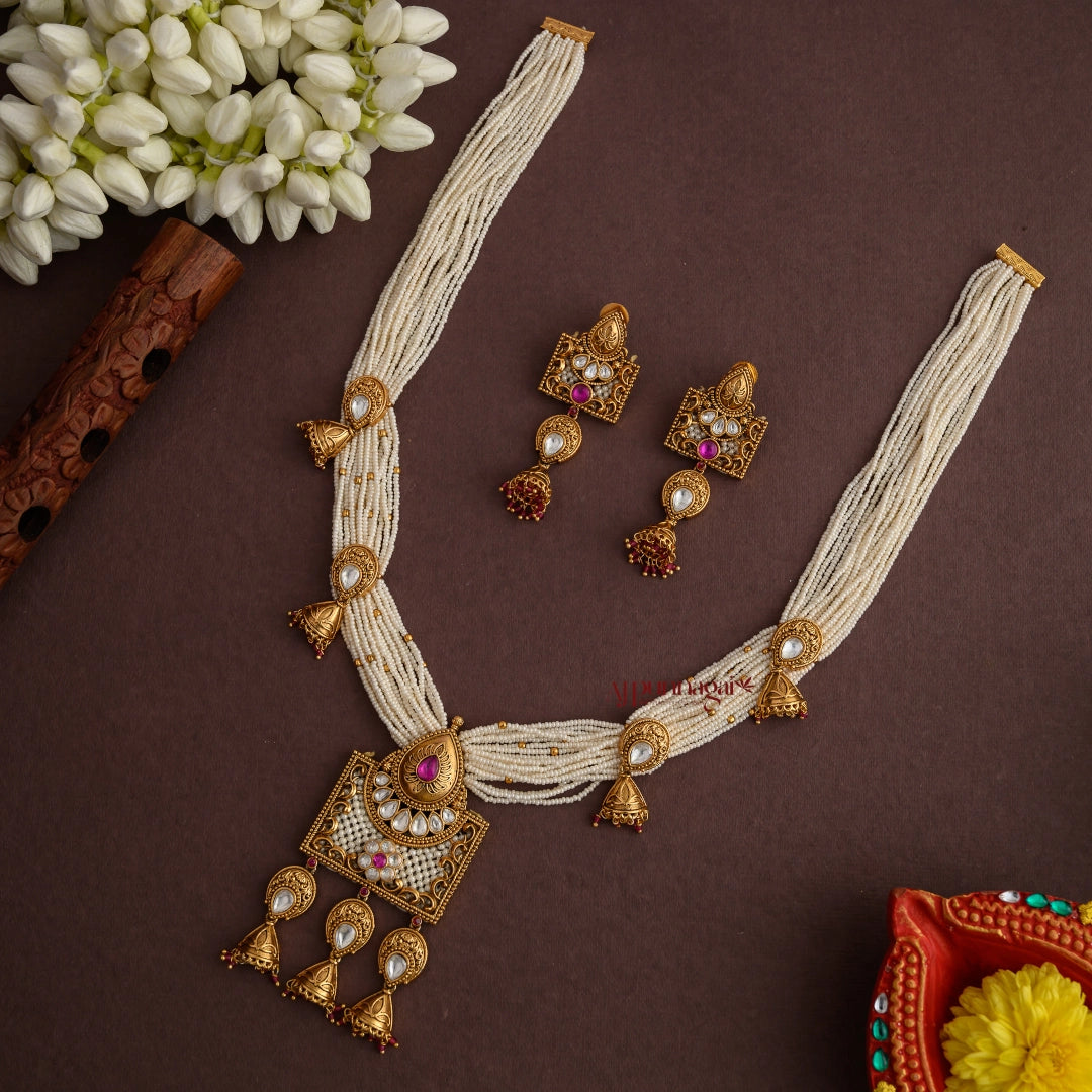 Beautiful Kundan Bridal Haram - Pink