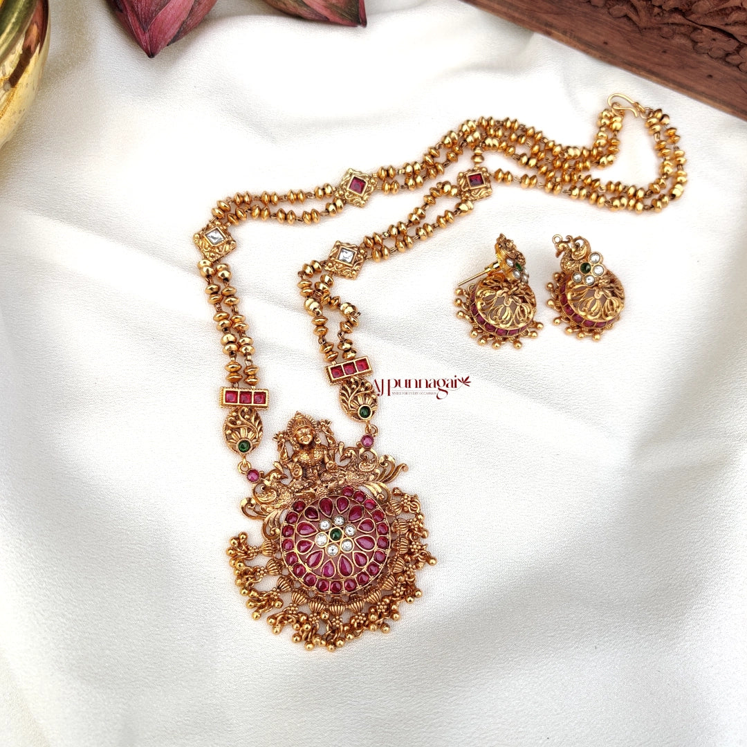 Beautiful Kemp Stone Lakshmi Motif Haram