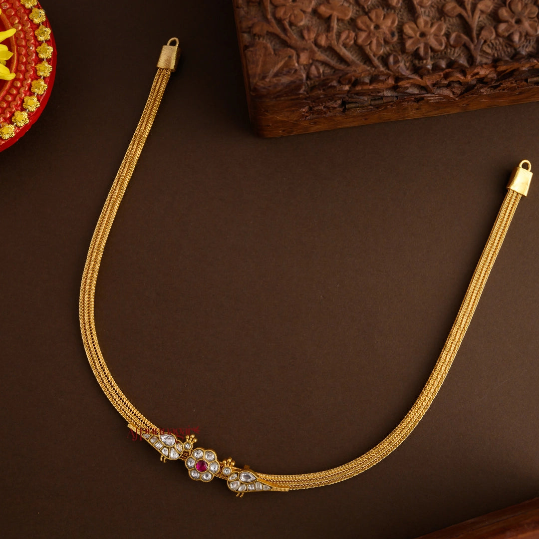 Elegant Floral White Kundan Jadau Necklace