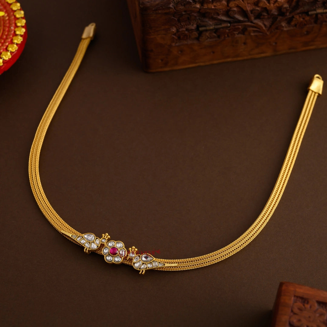 Elegant Floral White Kundan Jadau Necklace