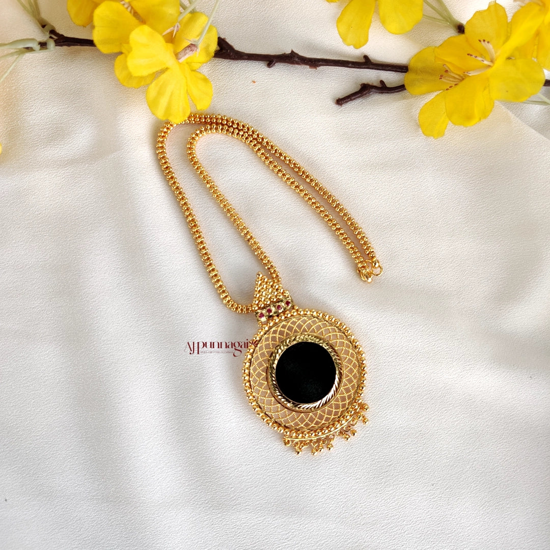 Elegant Round Gold Look Palakka Pendant