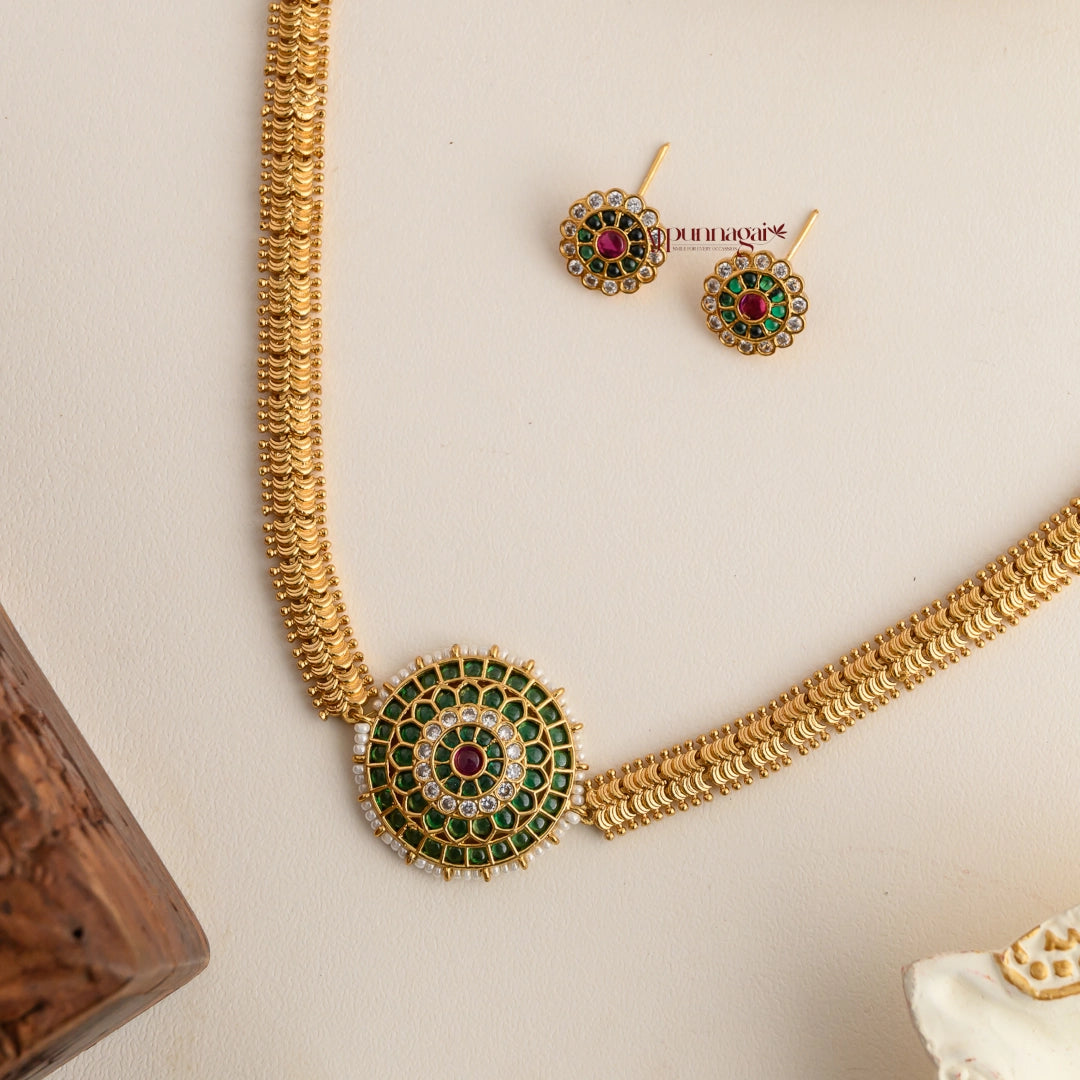 South Indian Style Kemp Choker - Green