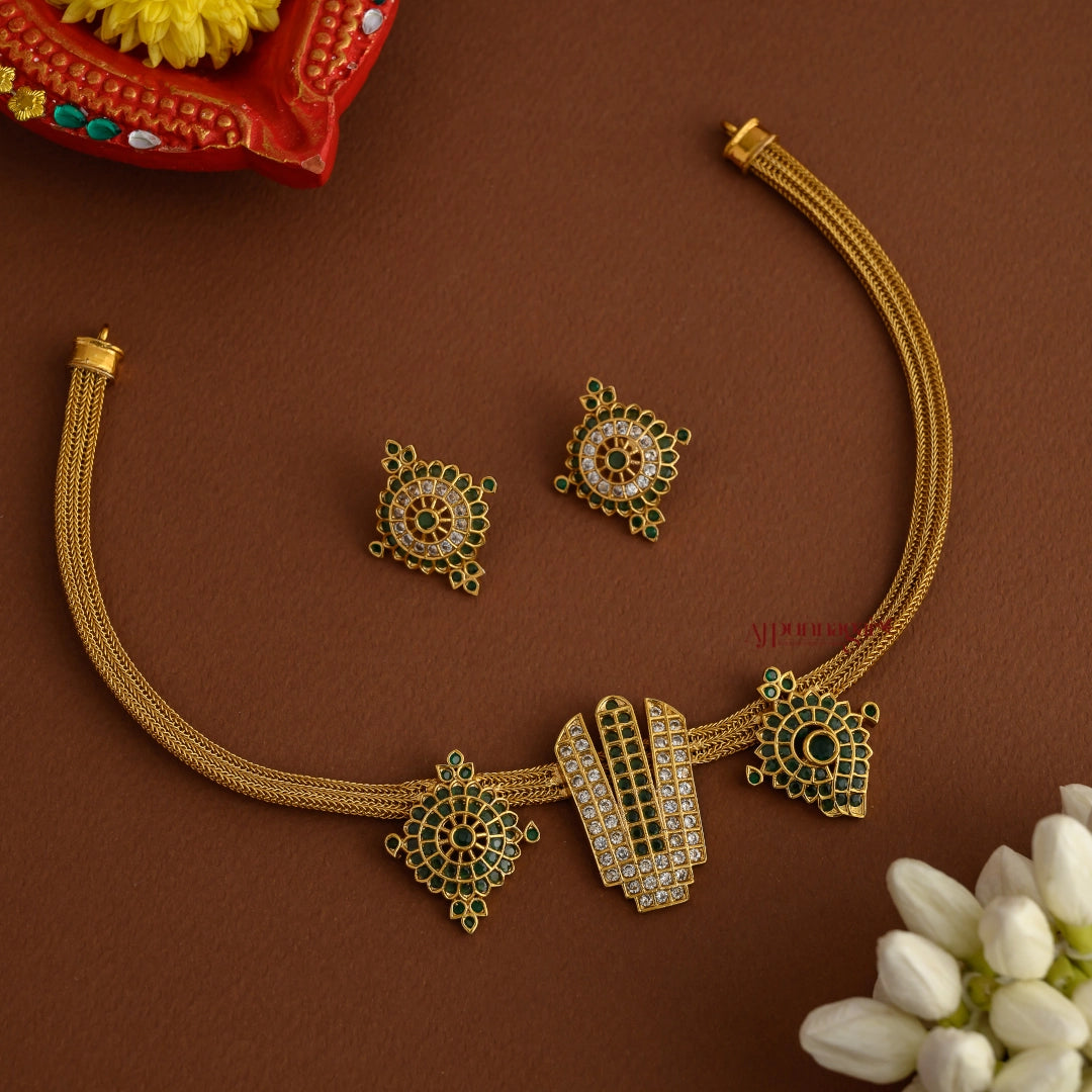 Namam Sangu Chakram Necklace - Green