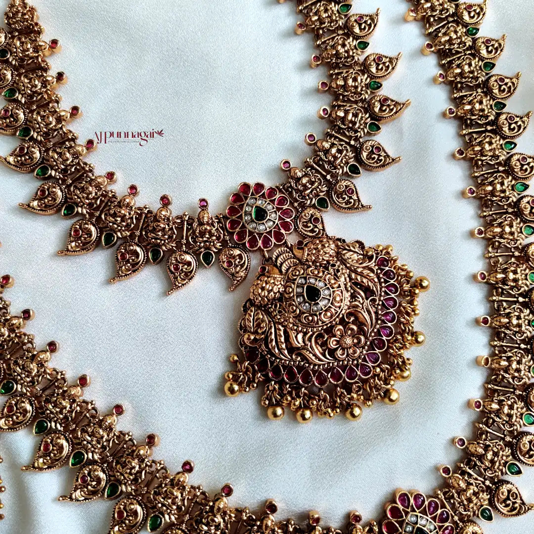 Mesmerizing Goddess Lakshmi Motifs with Mango Design Semi Bridal Combo Set