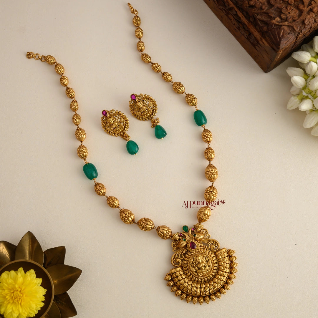 Traditional Lakshmi Motif Antique Beaded Haram - Multi