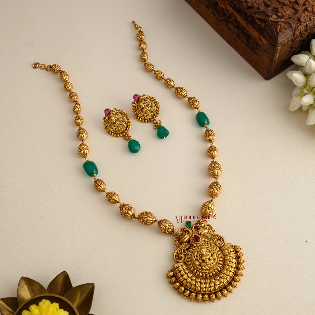 Traditional Lakshmi Motif Antique Beaded Haram - Multi