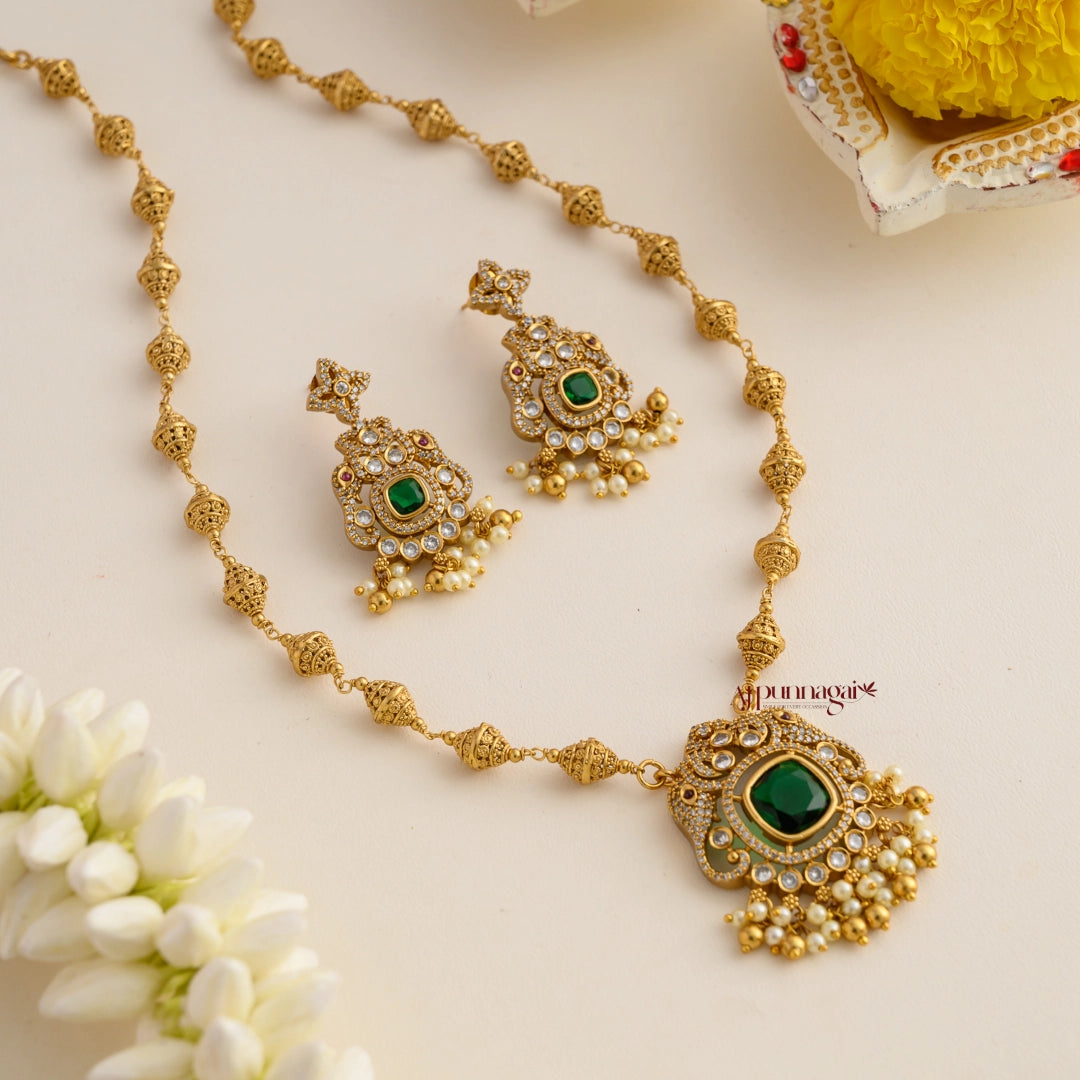 Victorian Style Pendant Chain - Green