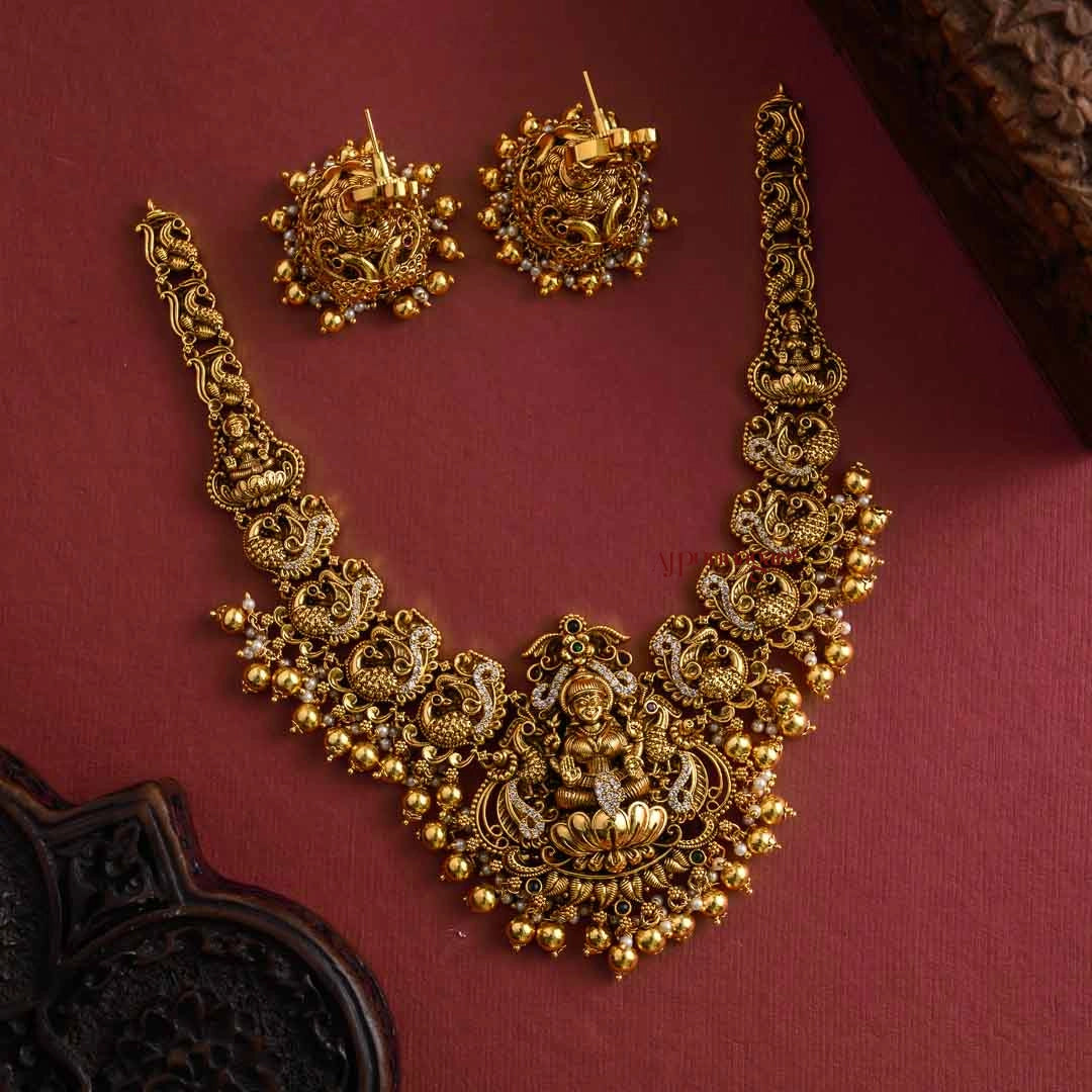 Lakshmi With Peacock Nakshi Necklace – AJ Punnagai