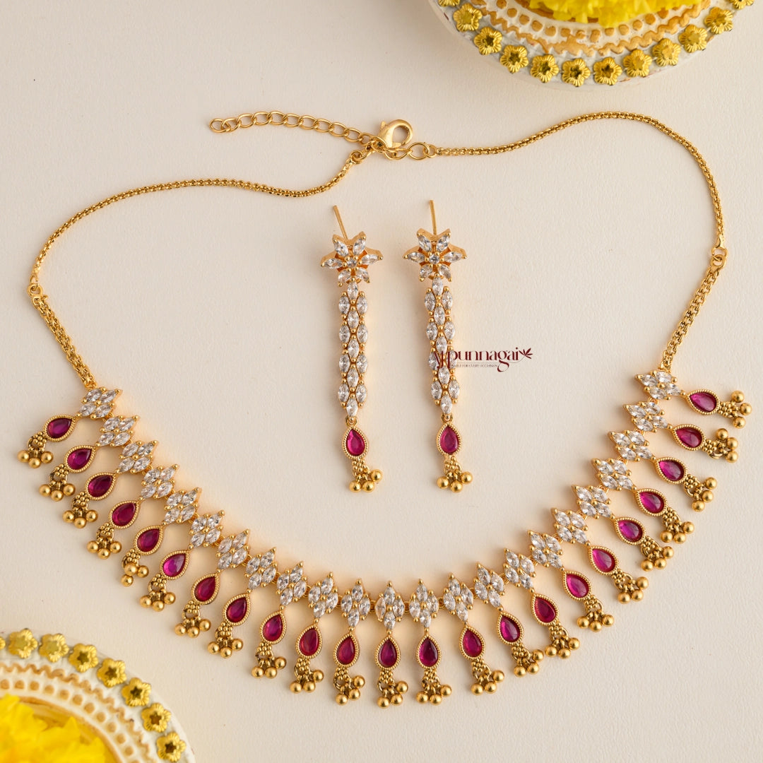 Dazzling Non Idol Necklace - Ruby