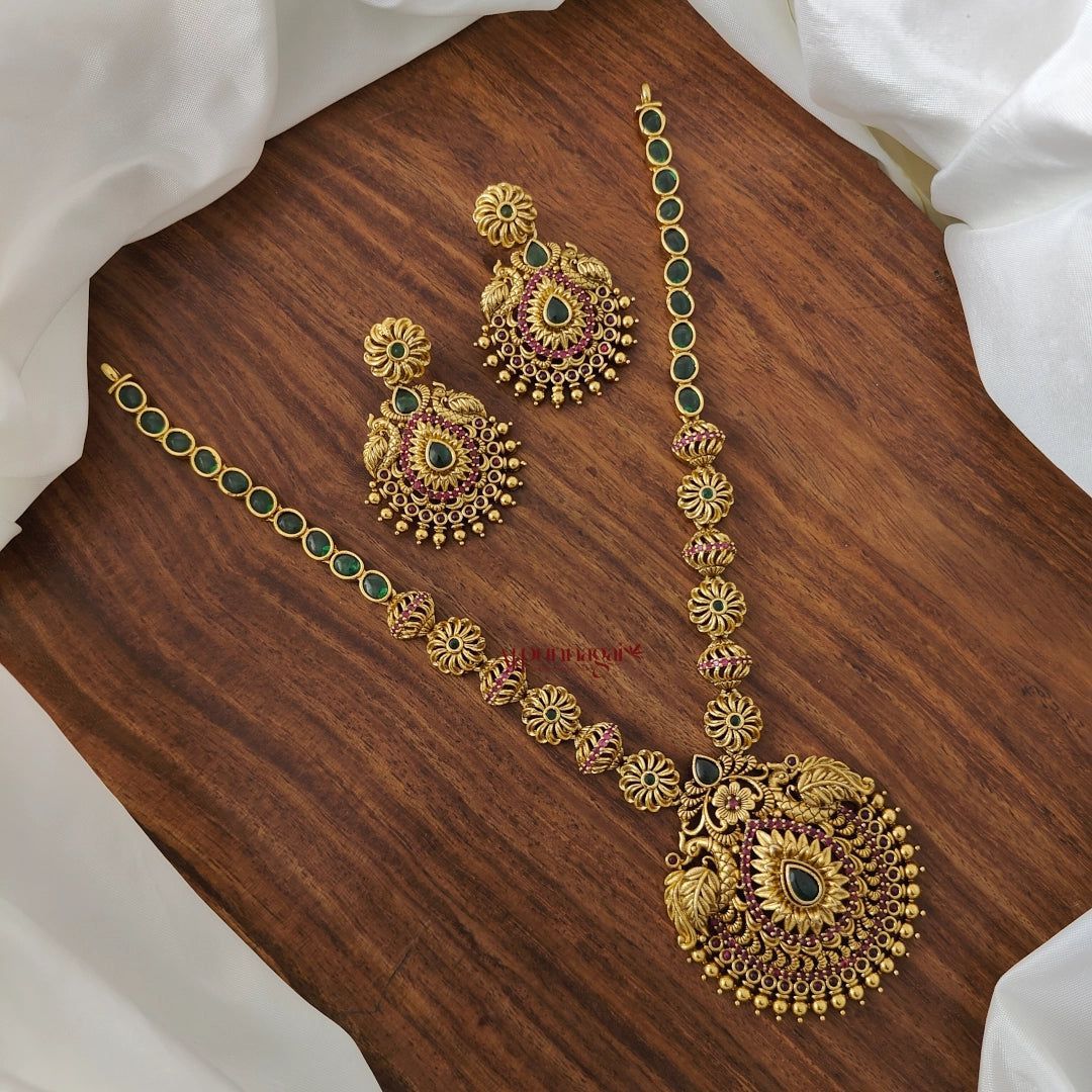 Peacock With Floral Necklace