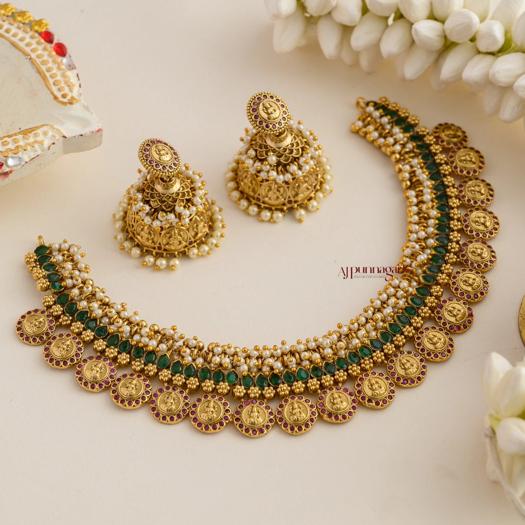 Lakshmi Coin with Guttapusalu Necklace