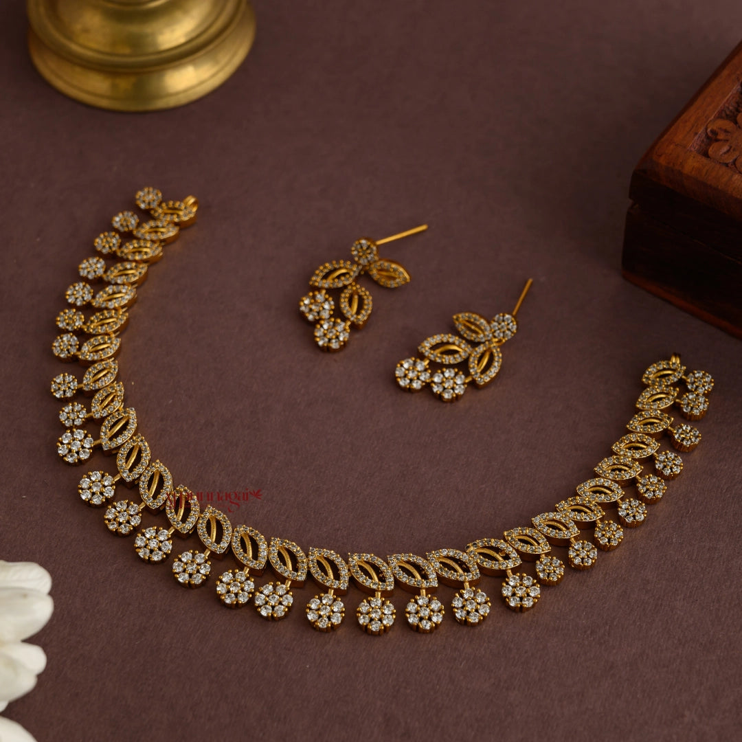 Dazzling AD Floral Matt Necklace