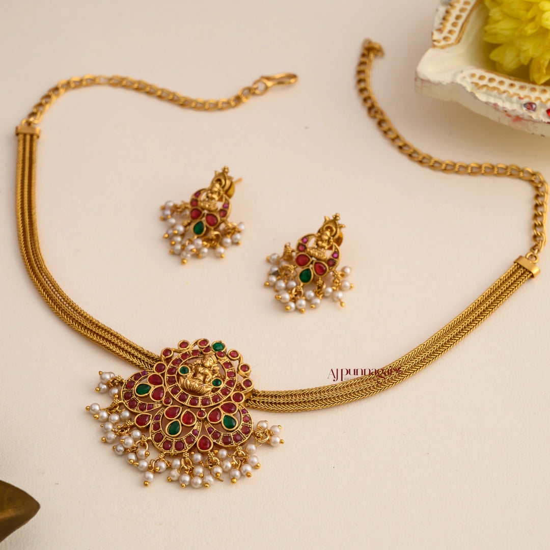 South Indian Style Lakshmi Kemp Matt Necklace