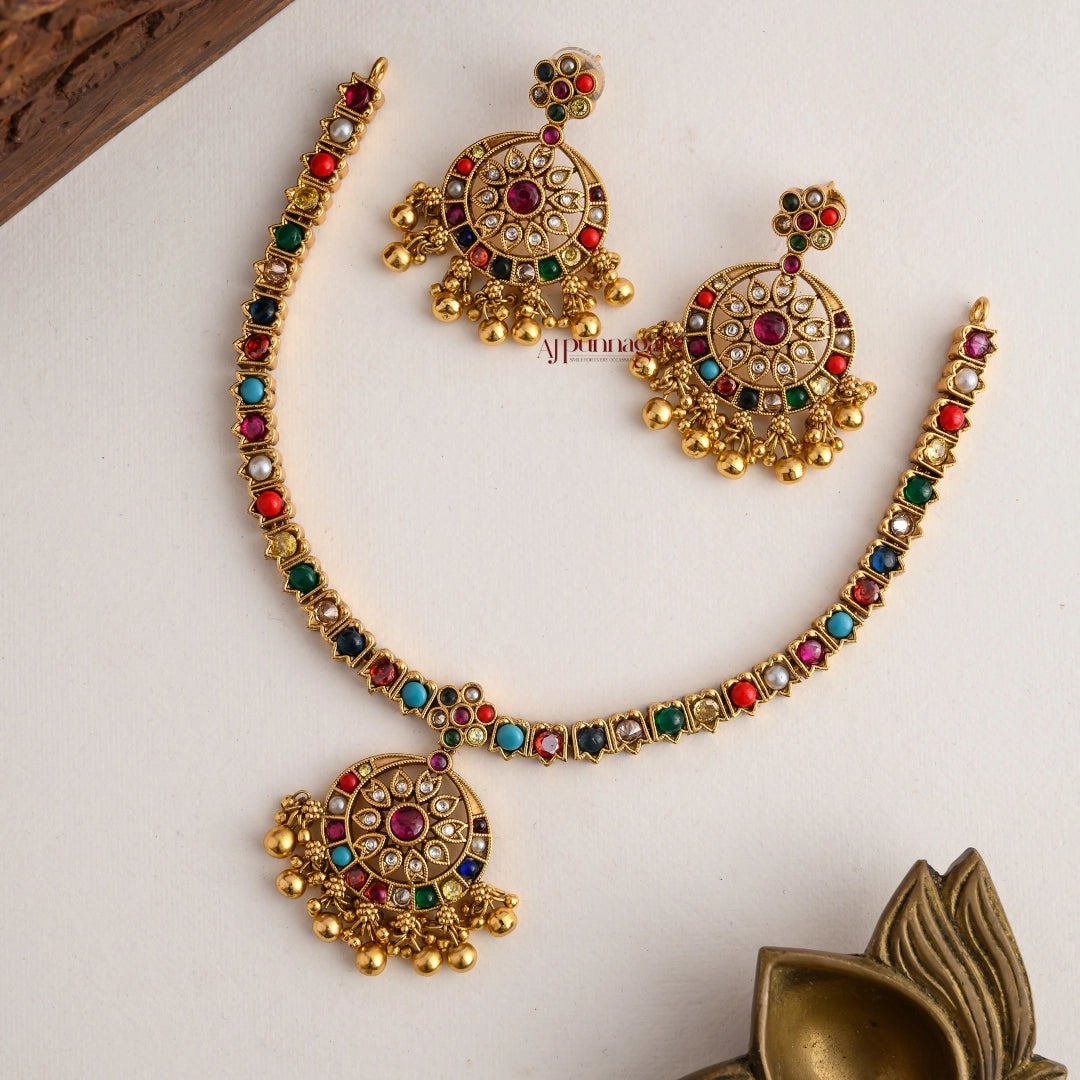 Gold Look Alike Kemp Attigai - Navaratna