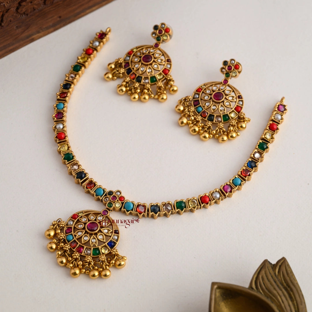 Gold Look Alike Kemp Attigai - Navaratna