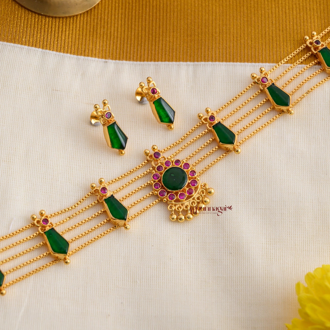 Trendy Green Nagapadam High Neck Choker