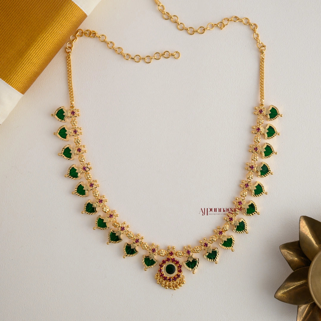 Chain Bridal Jewellery Nagapadam Mala Malabar Gold Green Palakka