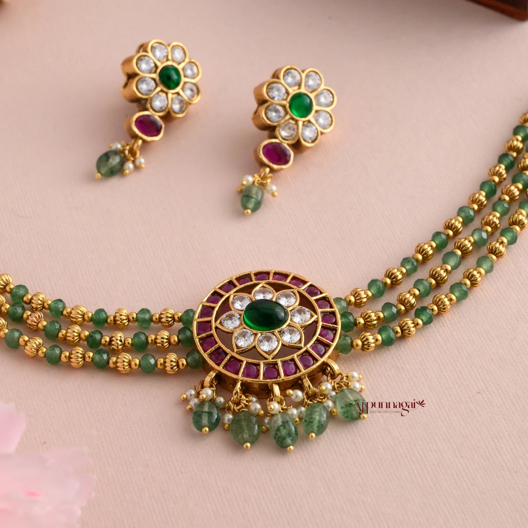 Beautiful Green Beaded Choker