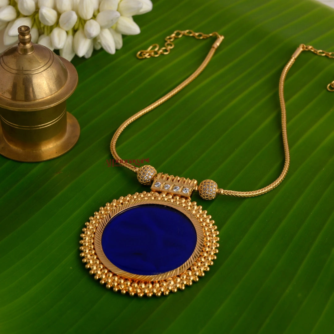 Royal Look Blue Round Palakka Necklace