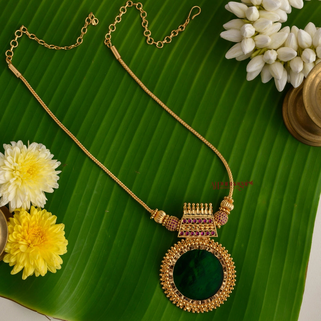Grand Green Round Palakka Necklace