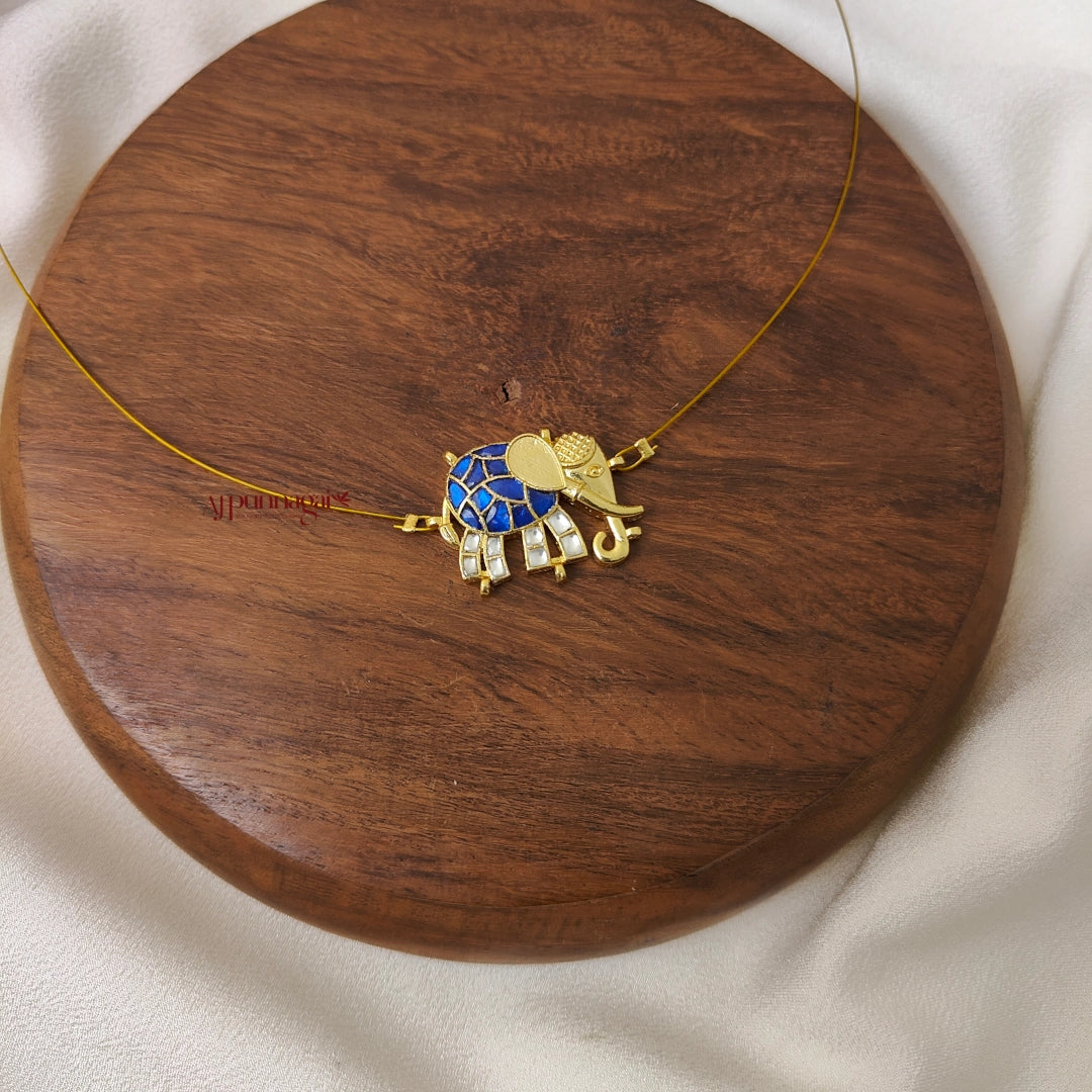 Elephant Kundan Jadau Invisible Necklace - Right
