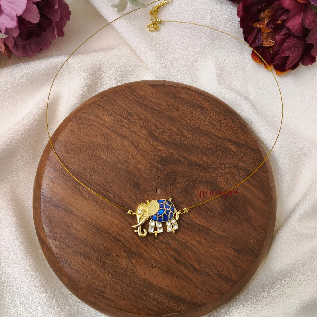 Elephant Kundan Jadau Invisible Necklace - Left