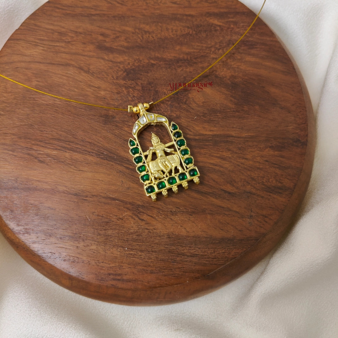 Green Krishna Kundan Jadau Invisible Necklace