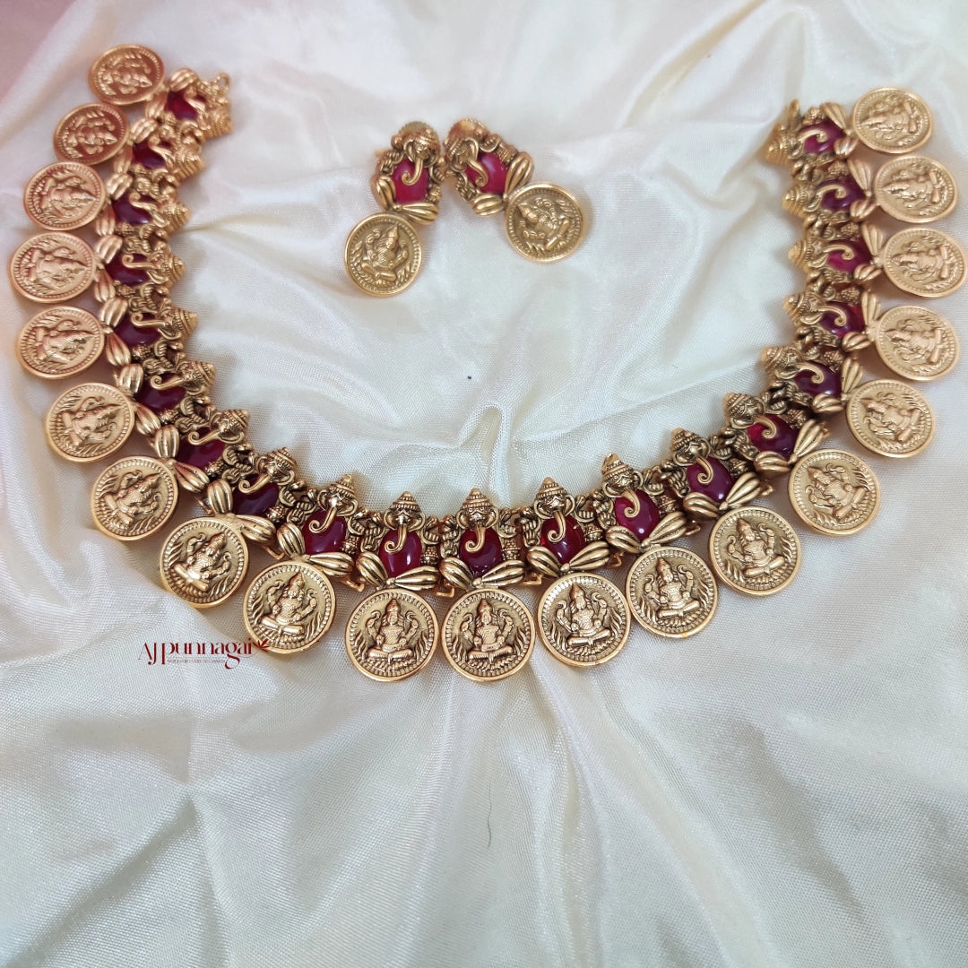 Trendy Lakshmi with Ganesha Necklace - Pink