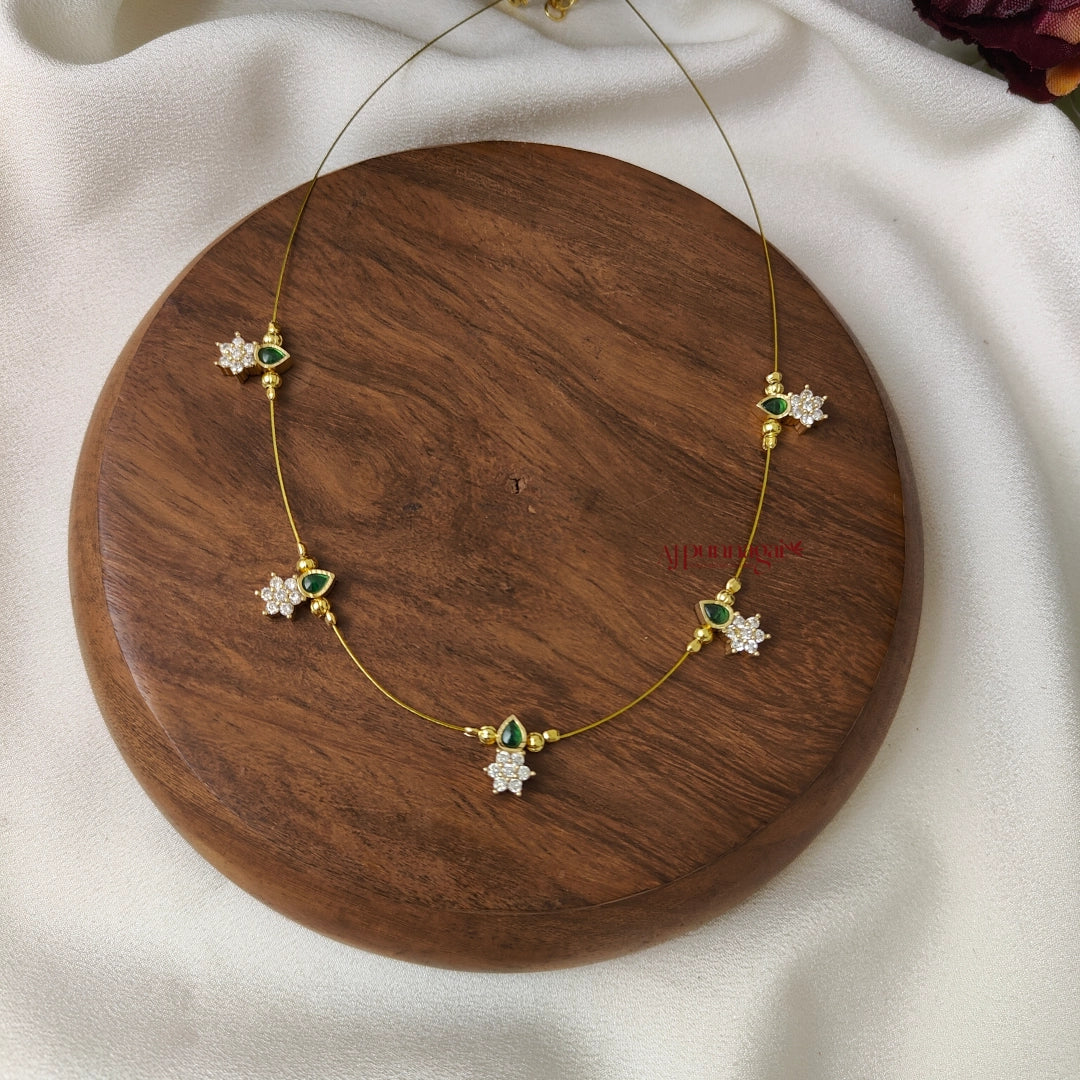 Sparkling AD Invisible Necklace - Green