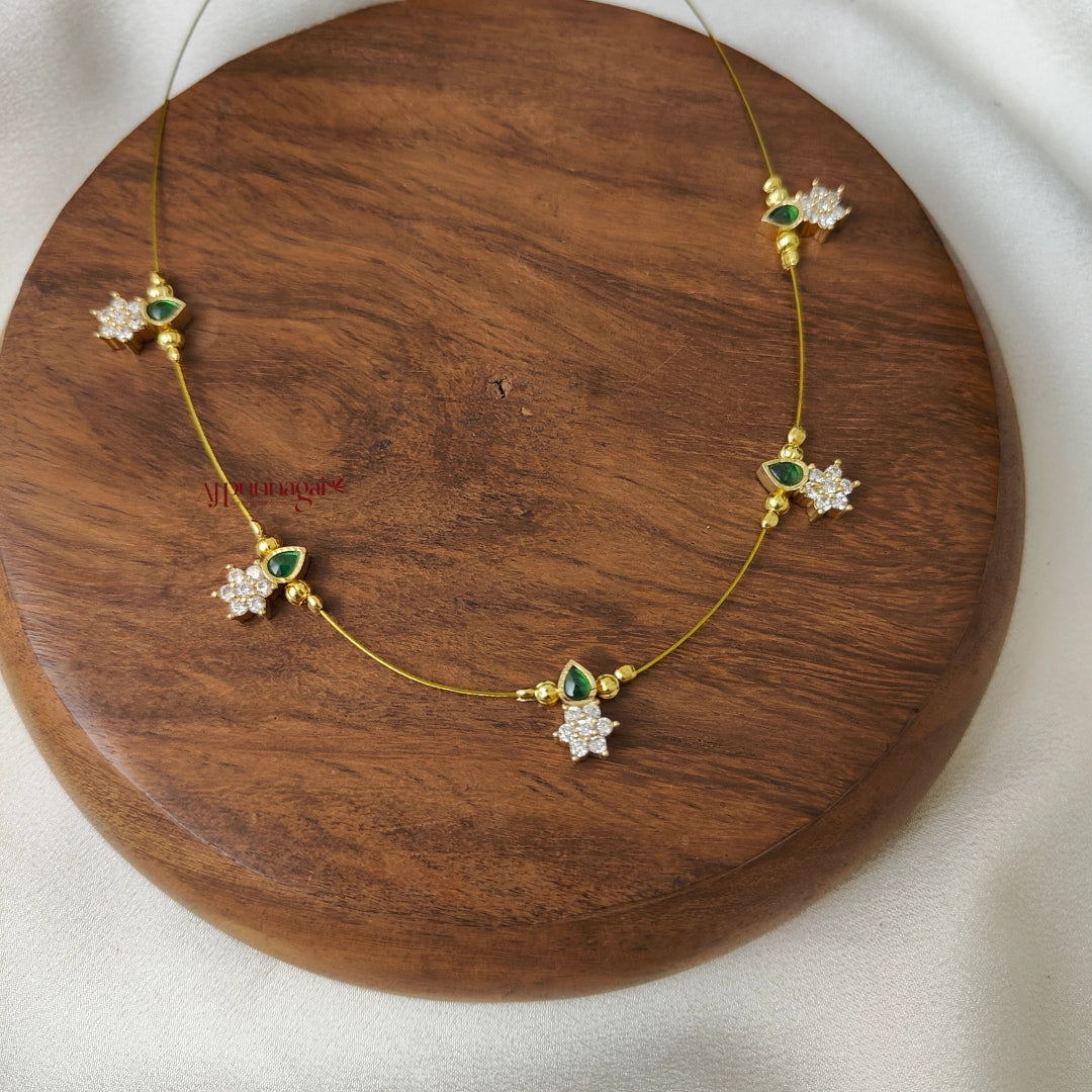 Sparkling AD Invisible Necklace - Green
