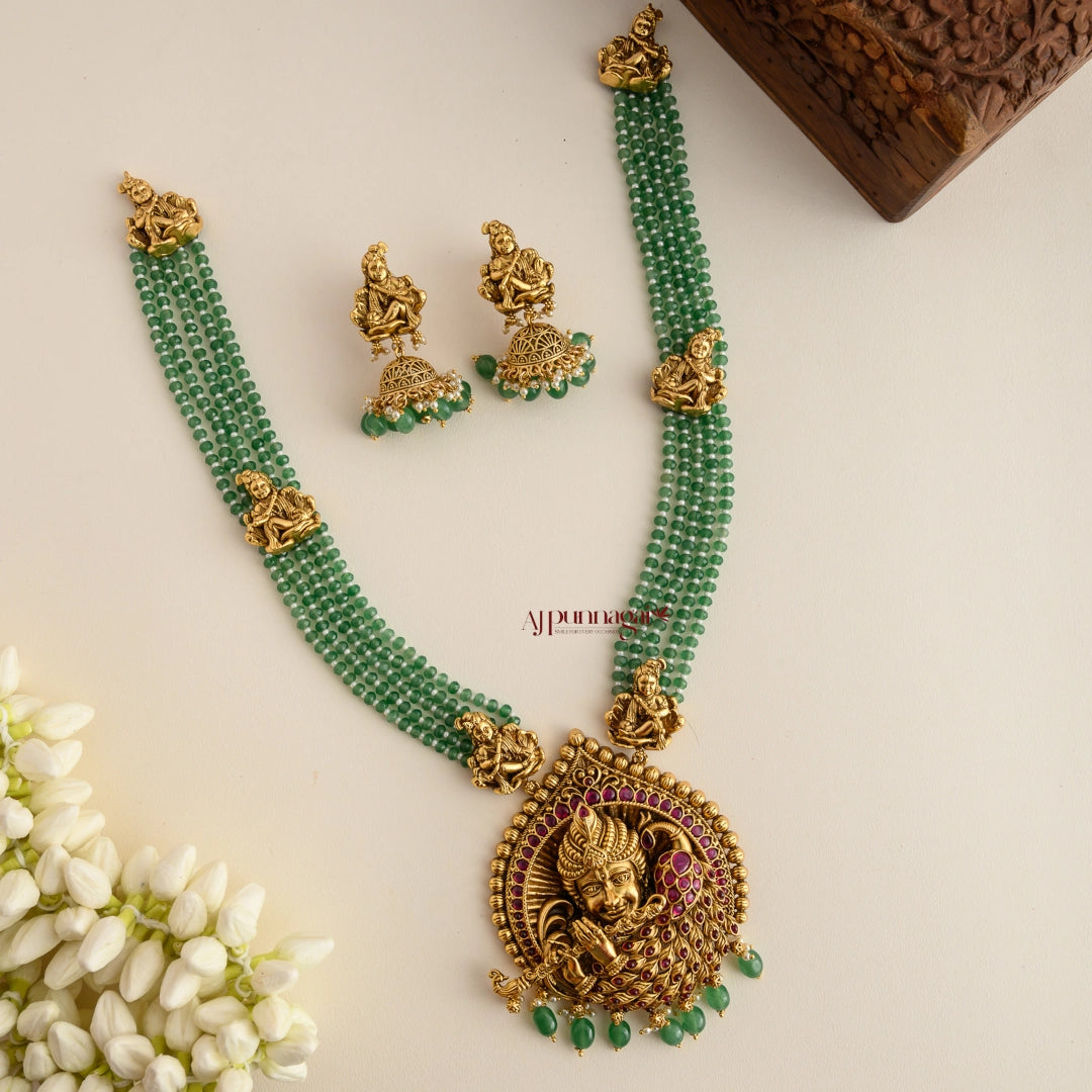 Royal Look Krishna Green Beaded Bridal Haram