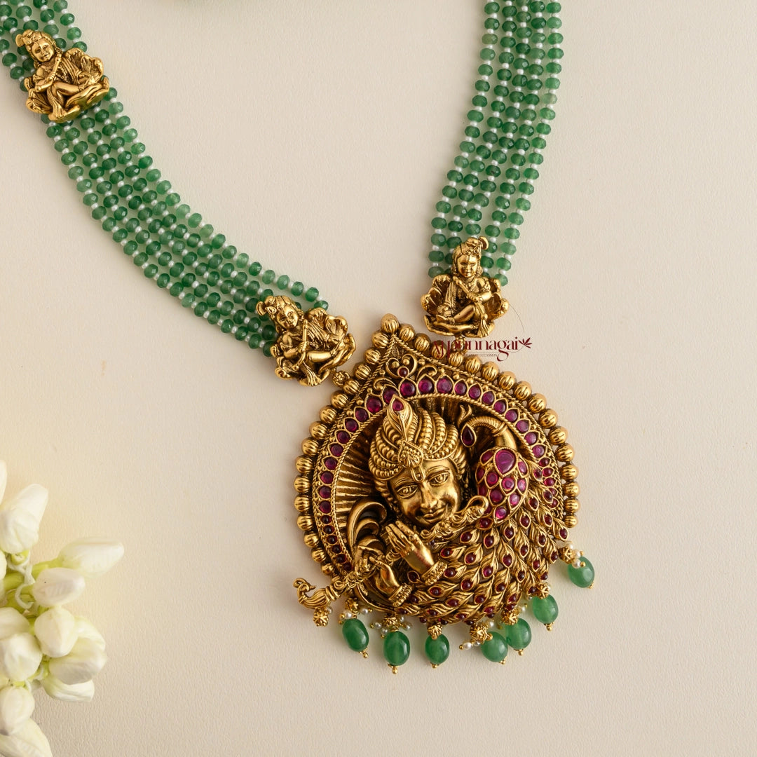 Royal Look Krishna Green Beaded Bridal Haram