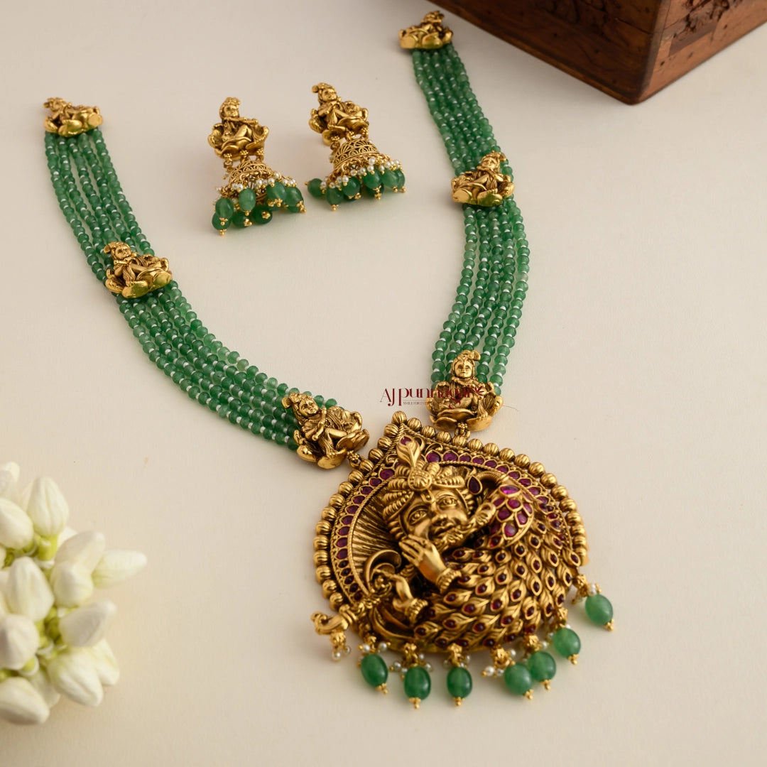 Royal Look Krishna Green Beaded Bridal Haram