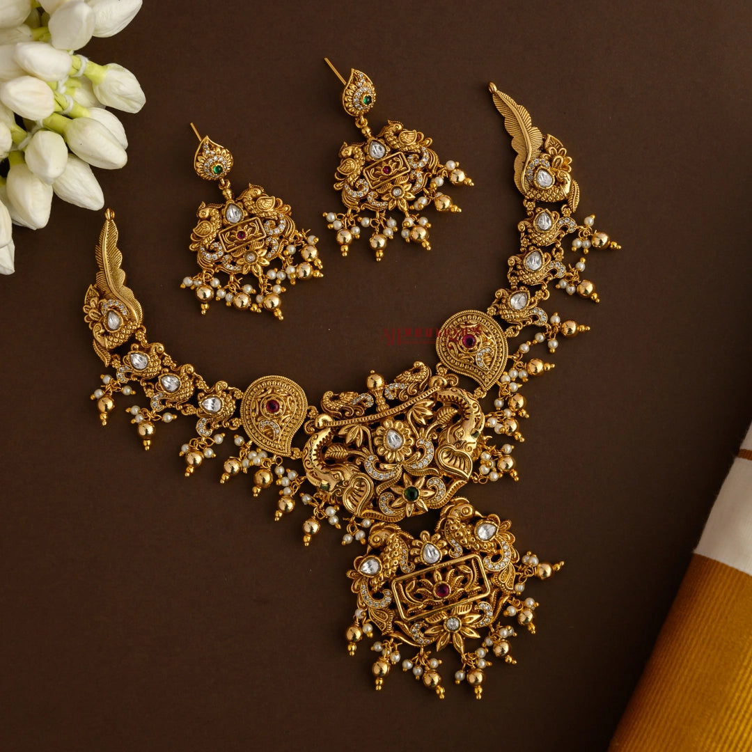 Gold Look Alike Peacock Necklace