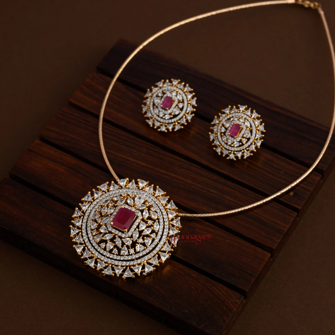 Sparkling Diamond Replica Necklace - Ruby
