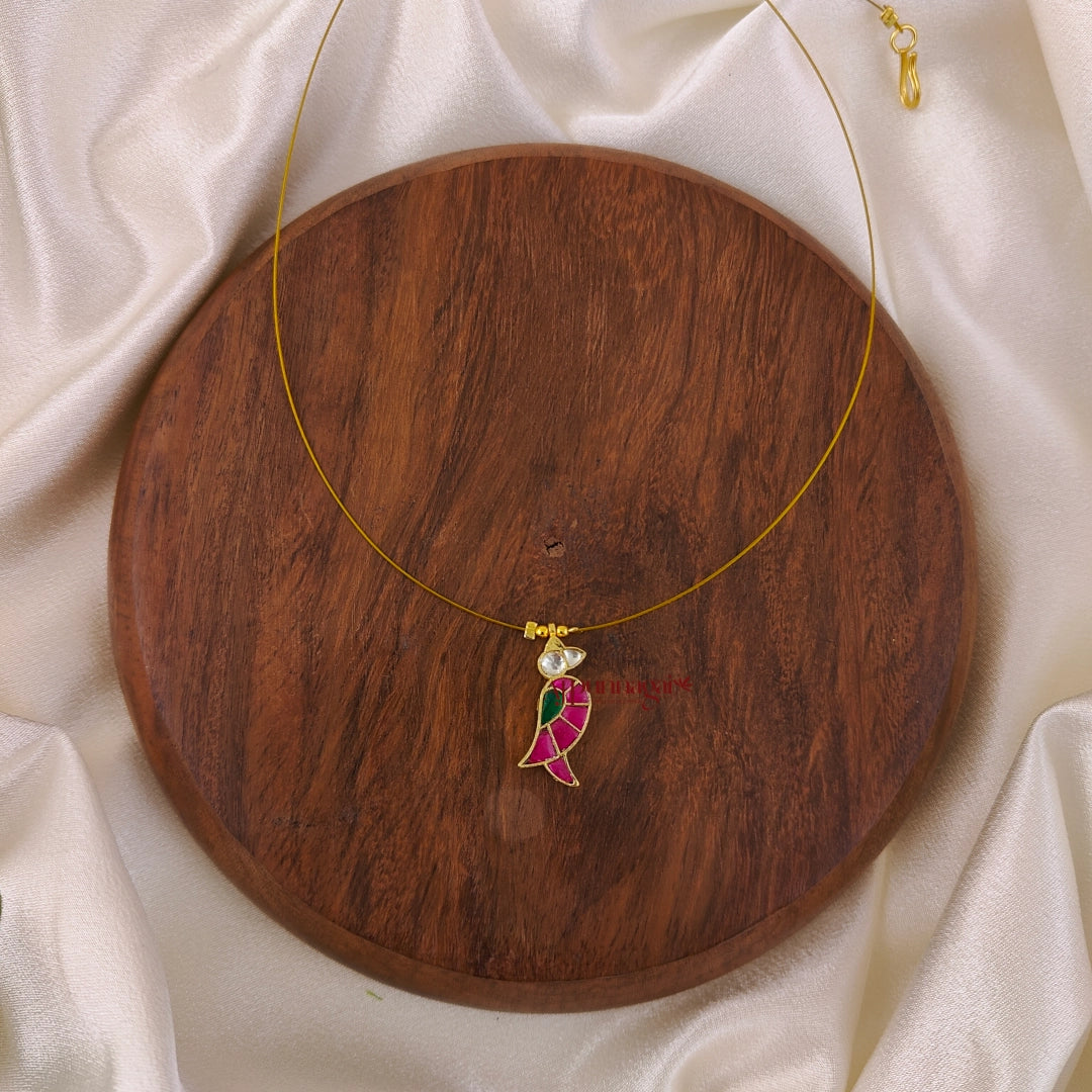 Cute Kundan Jadau Bird Invisible Necklace - Right