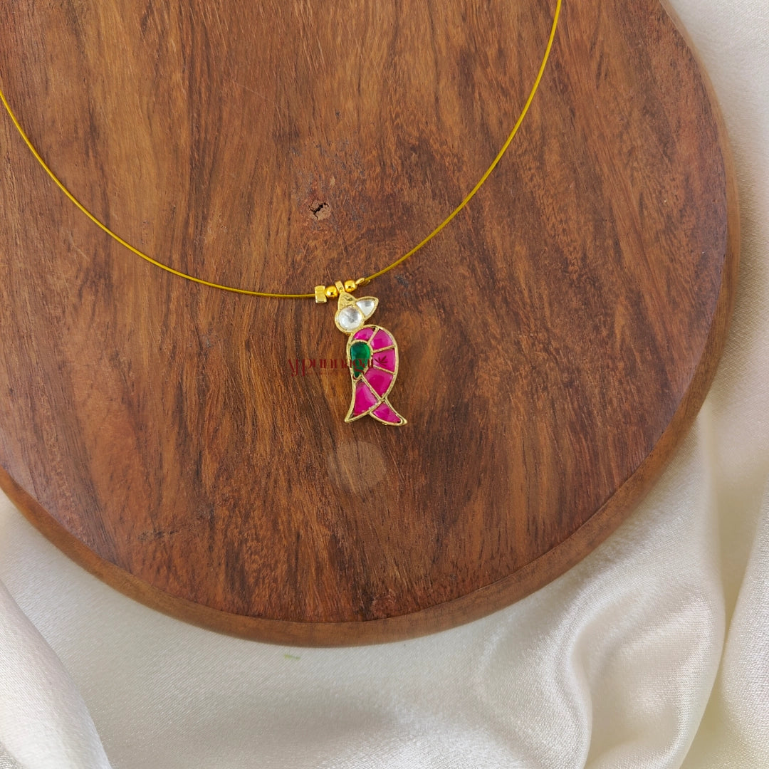 Cute Kundan Jadau Bird Invisible Necklace - Right