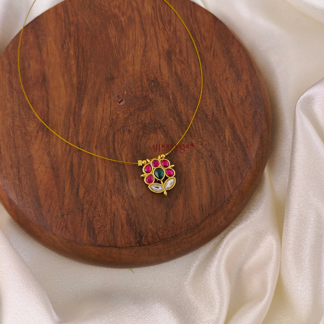 Floral Kundan Jadau Invisible Necklace - Multi