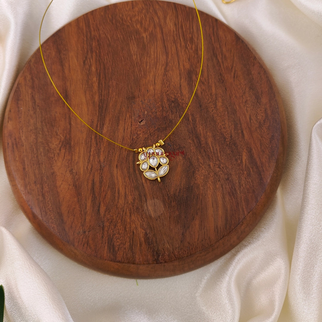 Floral Kundan Jadau Invisible Necklace - White