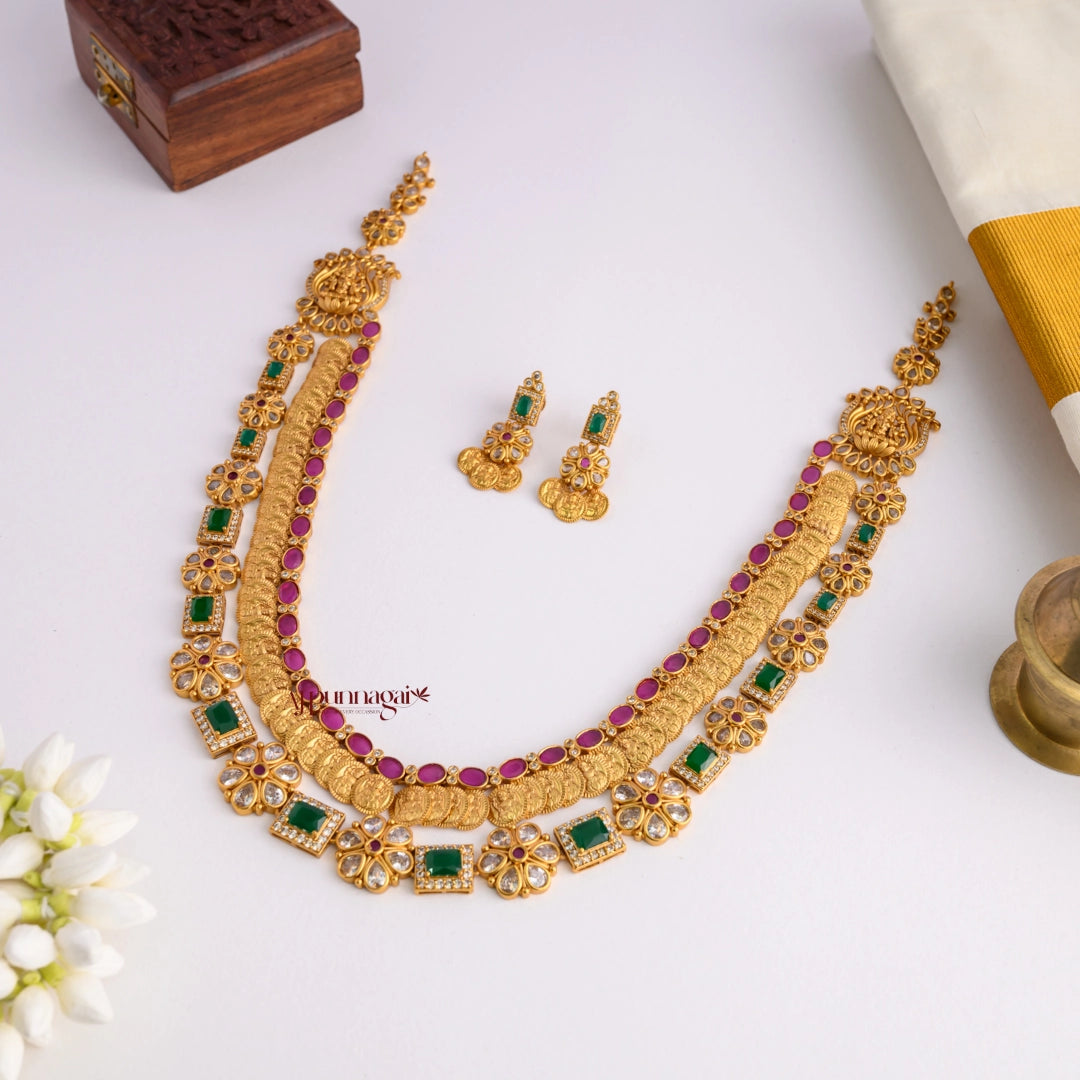 Double Layered Coin Lakshmi Haram