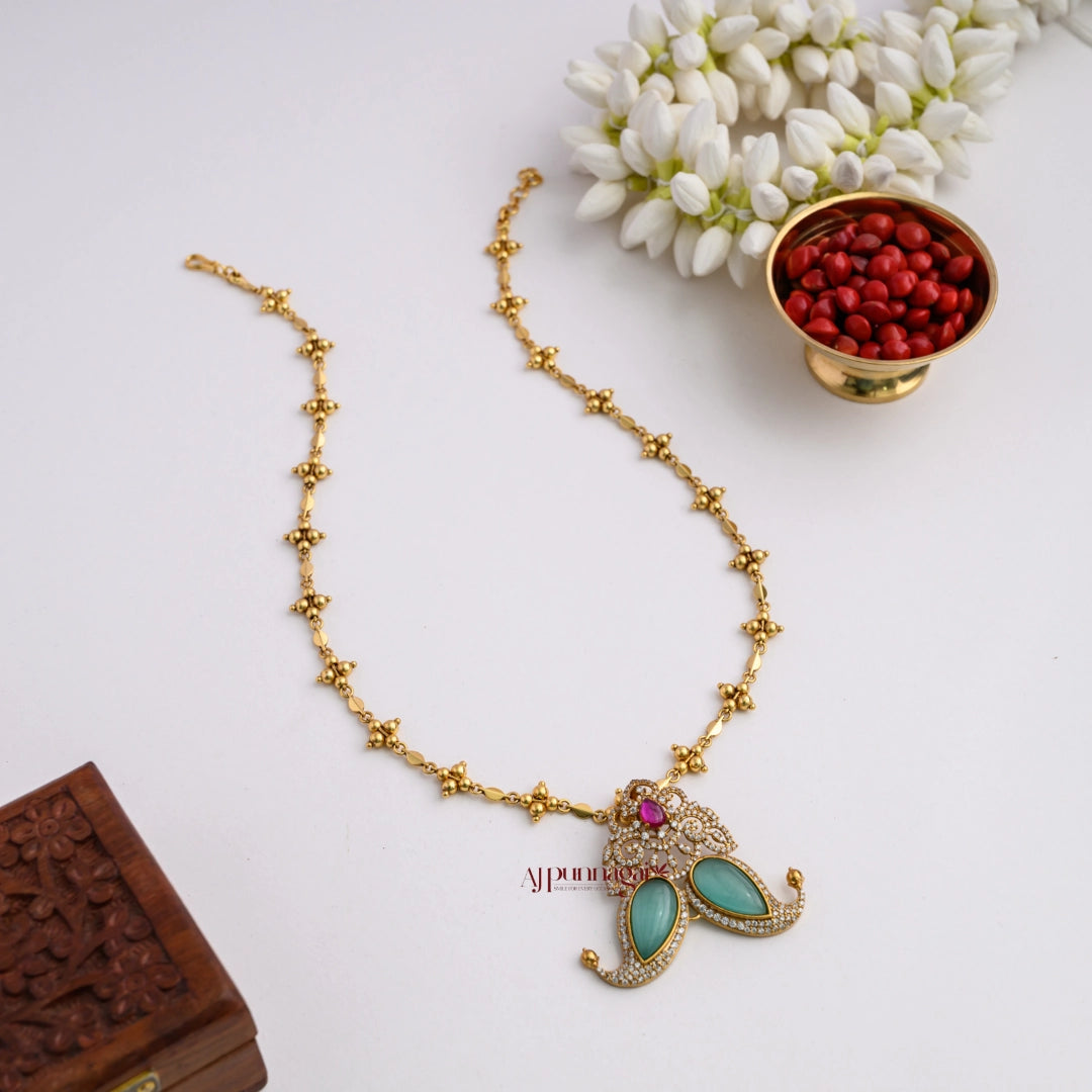 Unique Non Idol Pendant Chain - Pastel Blue