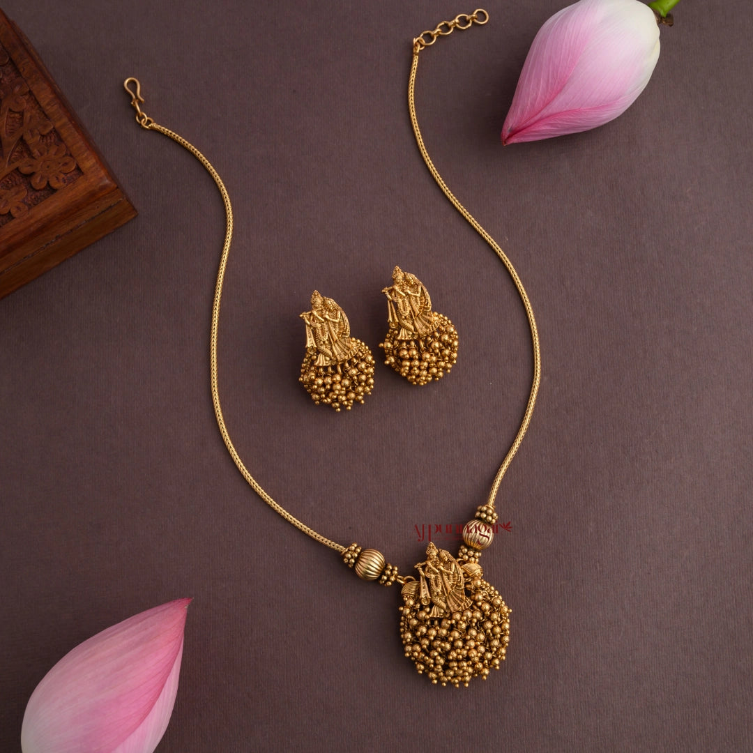 Matt Radha Krishna Gold Beaded Necklace
