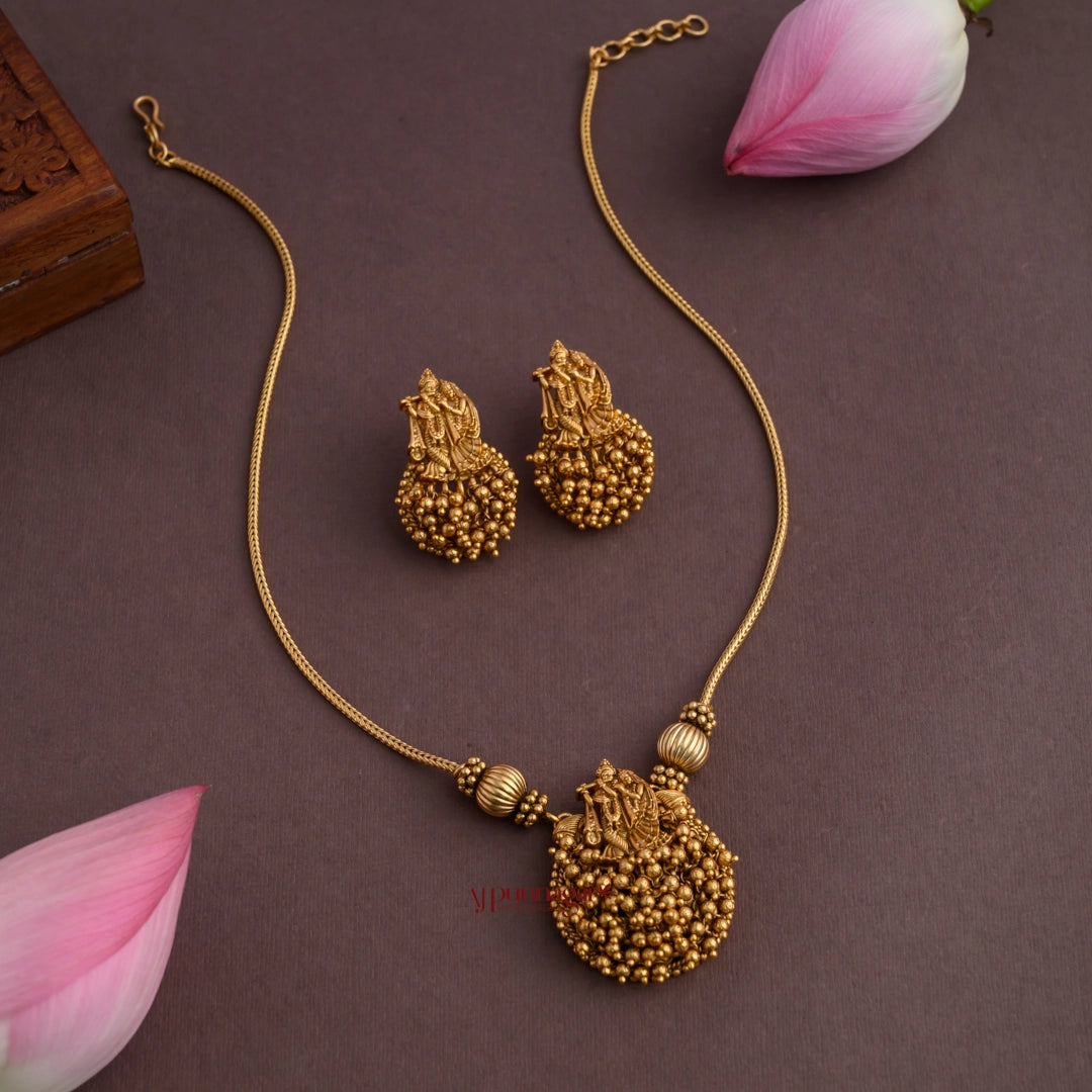 Matt Radha Krishna Gold Beaded Necklace