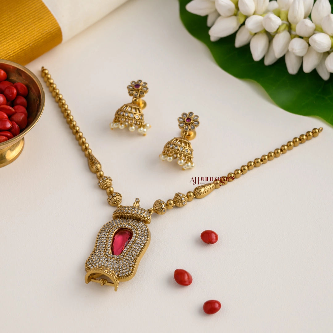 Stylish Matt AD Necklace - Red