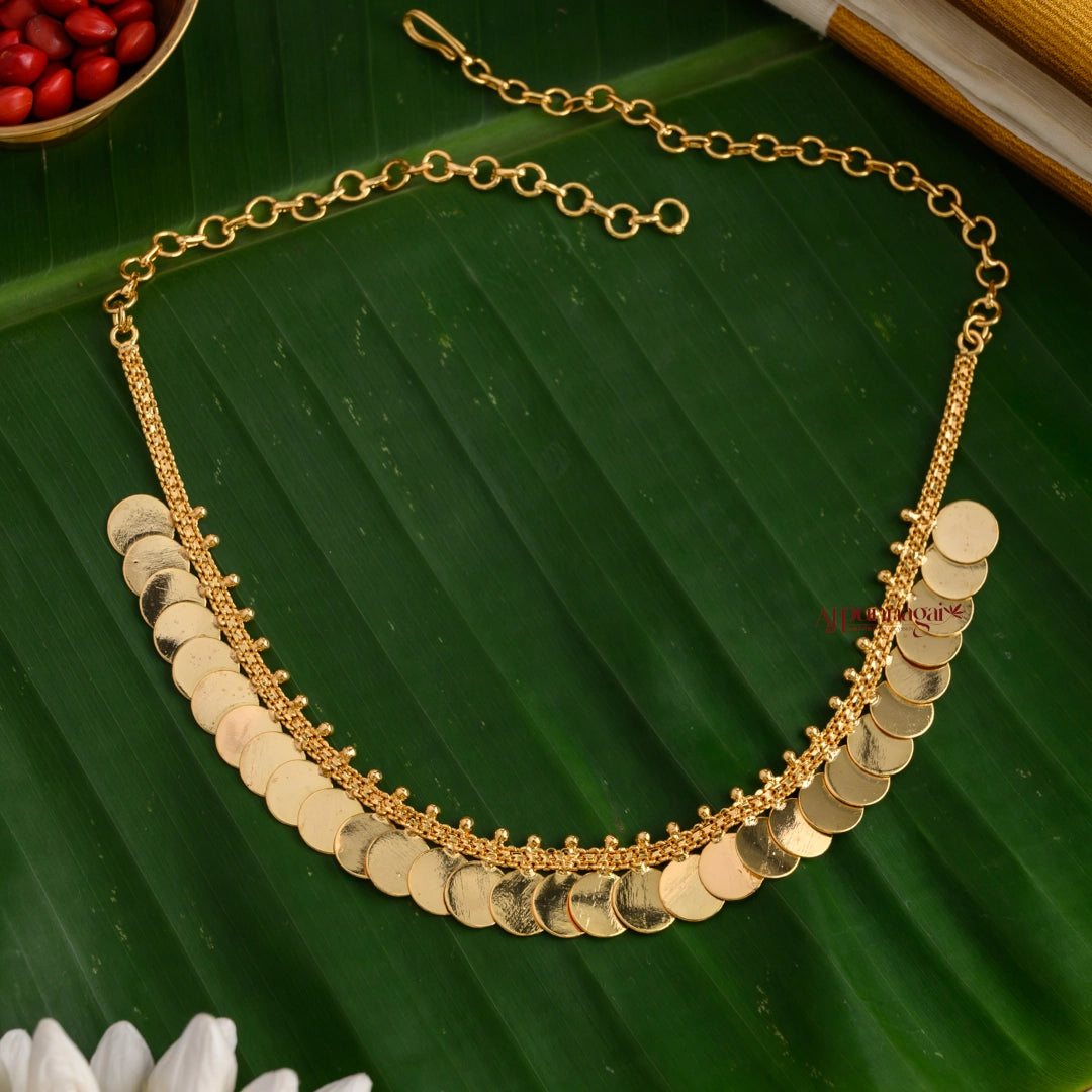 Plain Coin Gold Finish Necklace