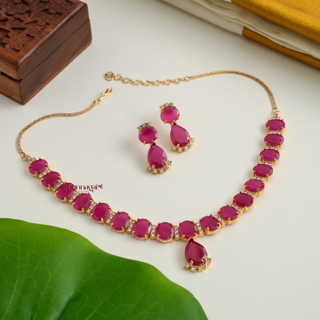 Sparkling AD Necklace - Ruby